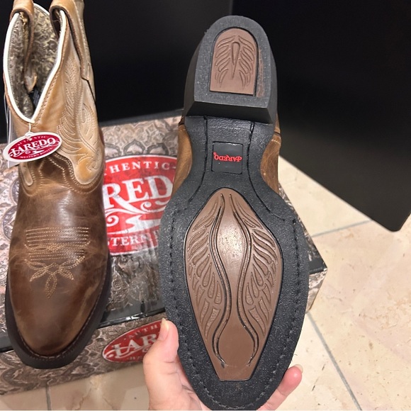 Laredo Tori 8" Women's 10M Leather Cowboy Boots BrownTan Ortholite Western - Picture 10 of 13